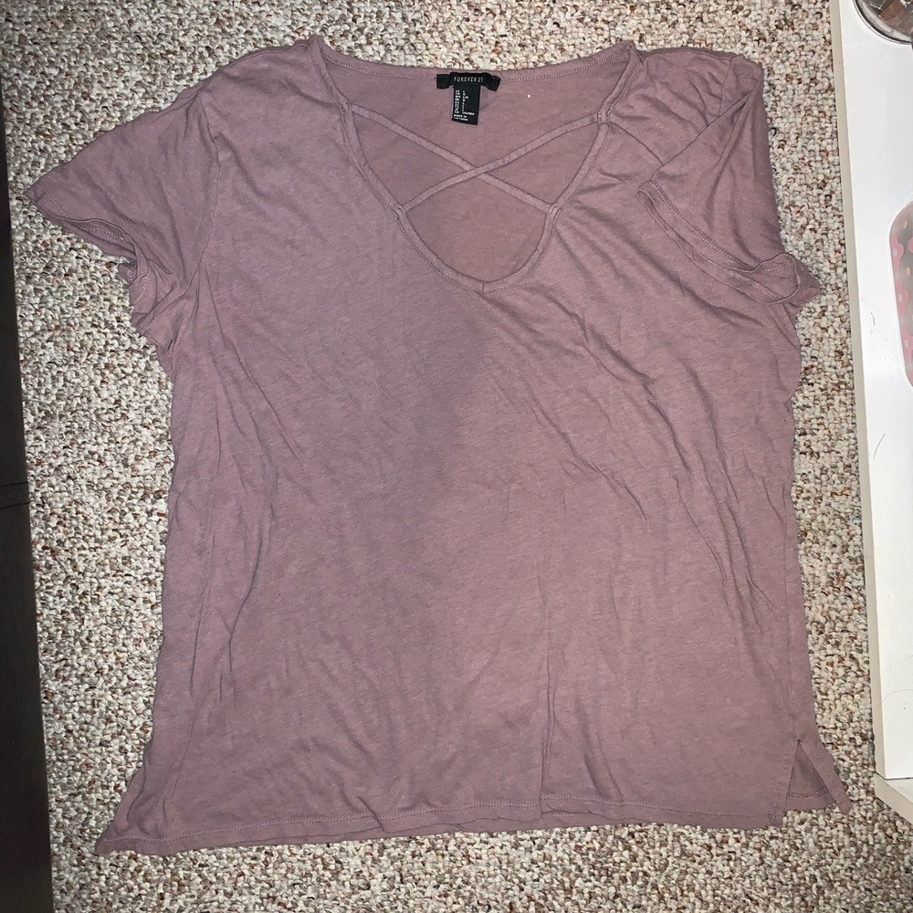 Forever21 Mauve cross front Tee- Size Large